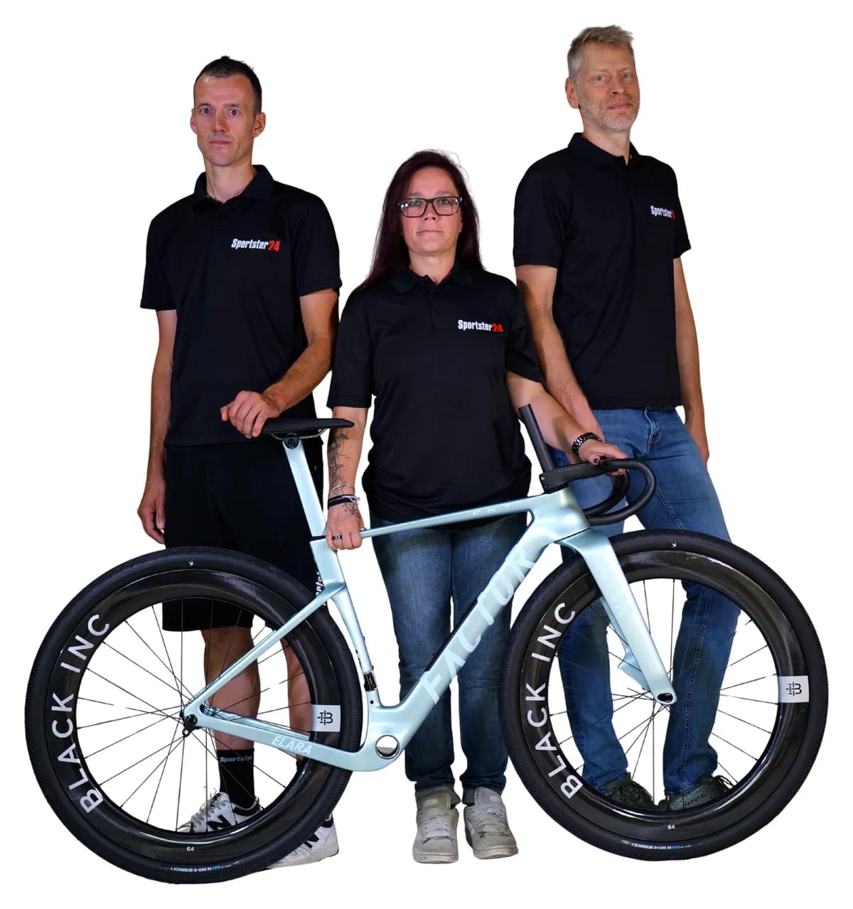 Das Sportster24-Team Urs, Franziska und Ralf mit einem Factor-Velo